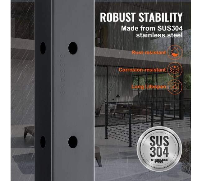 Kampinis L formos turėklas, juodas 1 vnt2