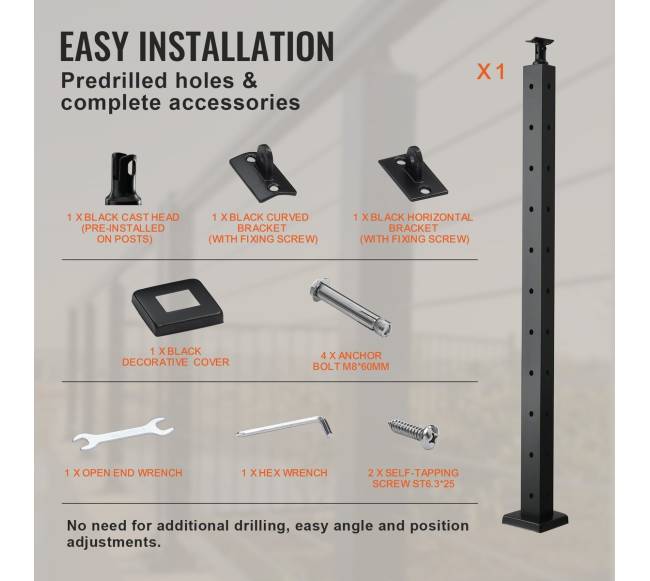 Kampinis L formos turėklas, juodas 1 vnt5