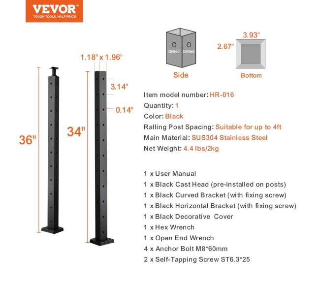 Kampinis L formos turėklas, juodas 1 vnt6