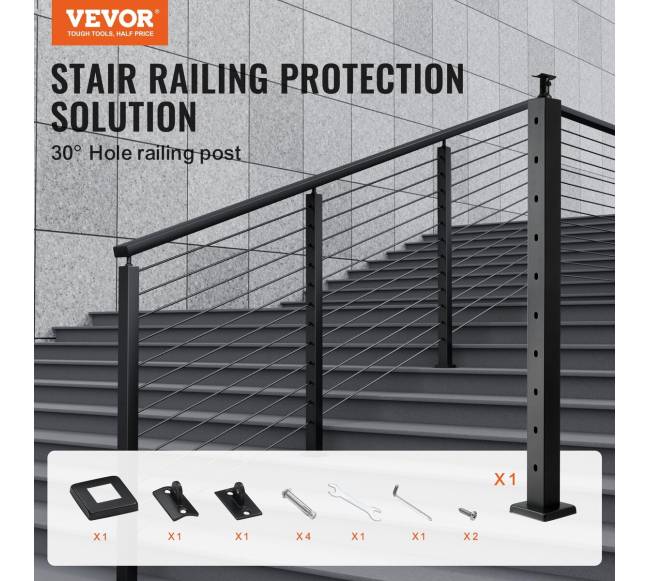 Turėklų stulpas su kabeliu, 30 kampu1