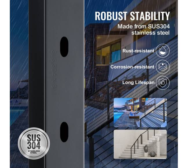 Turėklų stulpas su kabeliu, 30 kampu2