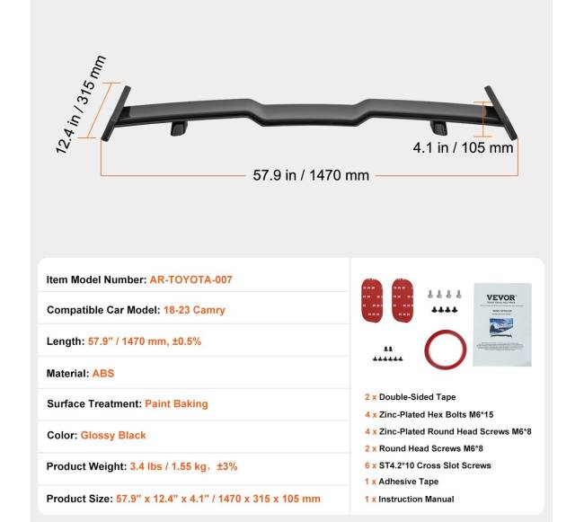 Galinis spoileris GT stiliaus Toyota Camry6