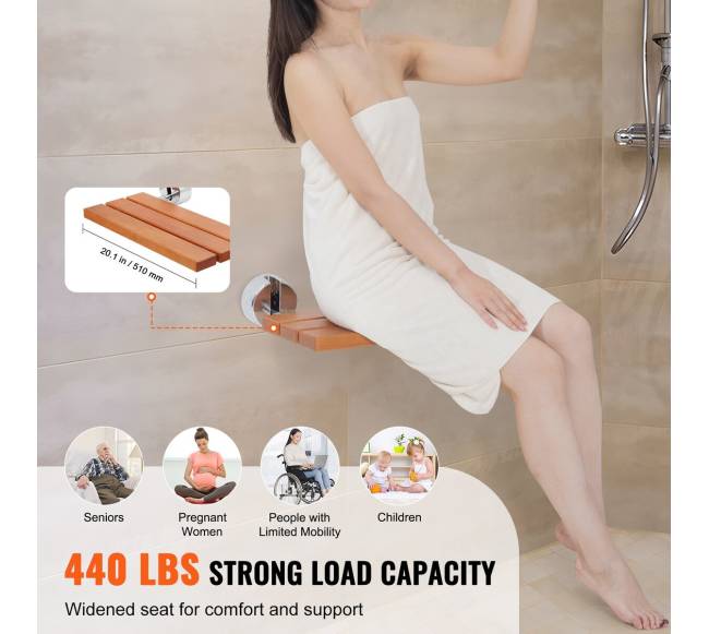 Sulankstoma tikmedžio dušo kėdutė 51 x 33 cm2