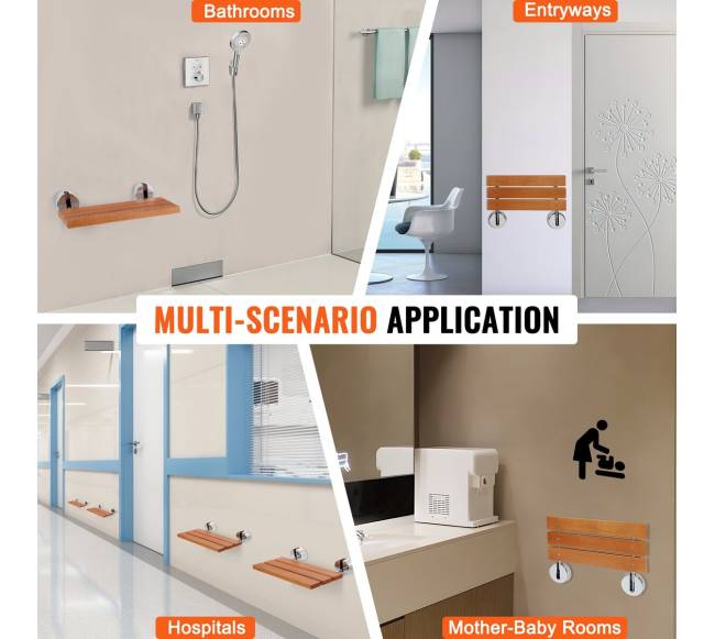 Sulankstoma tikmedžio dušo kėdutė 51 x 33 cm5