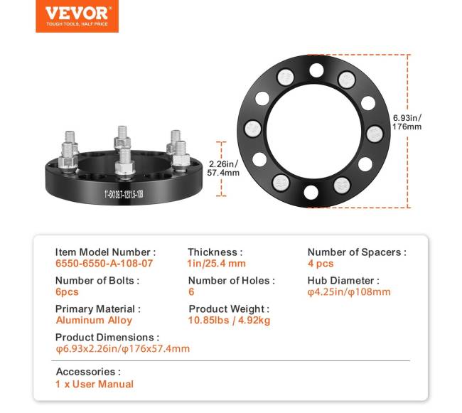 Ratų tarpiklių 6x5.5 colių komplektas 4 vnt.6