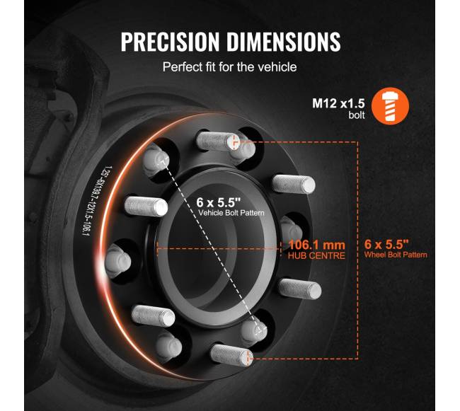 Ratų tarpiklis 31.75mm 6 tvirtinimo juodas2