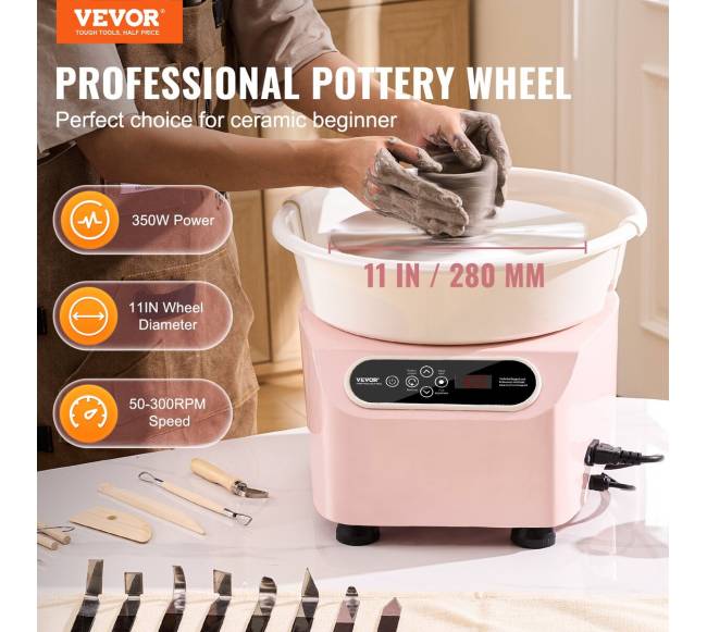 Keramikos žiedimo ratas 28 cm rožinis1