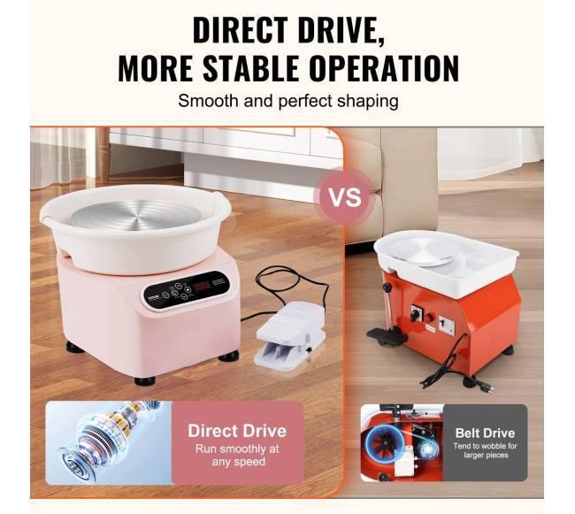 Keramikos žiedimo ratas 28 cm rožinis2