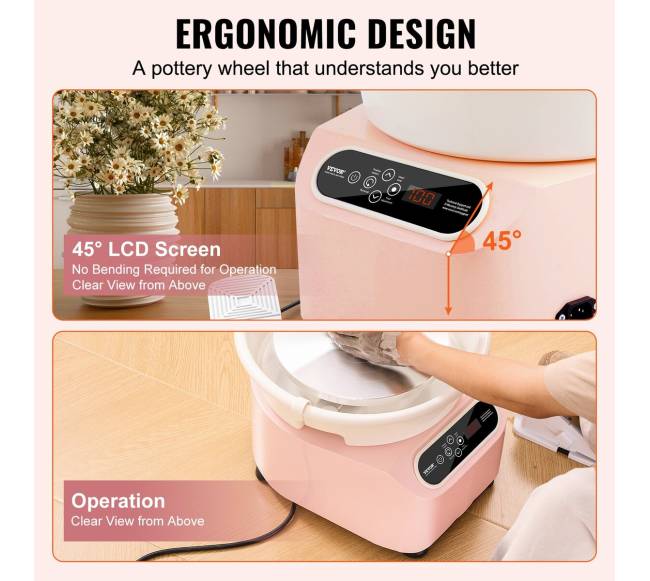 Keramikos žiedimo ratas 28 cm rožinis5