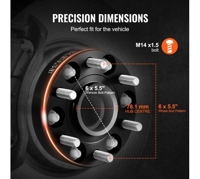 Ratų tarpikliai 38 mm, 6 varžtai, 4 vnt. juodi2