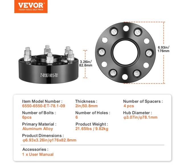 Ratų adapteriai 6 skylių, 4 vnt., juoda6