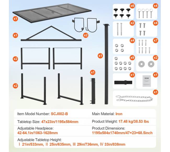Gyvulių kirpimo stovas 53-83 cm 119x58 cm6