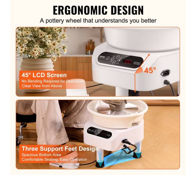 Keramikos žiedimo staklės 28 cm, 450 W, 3 kojos5