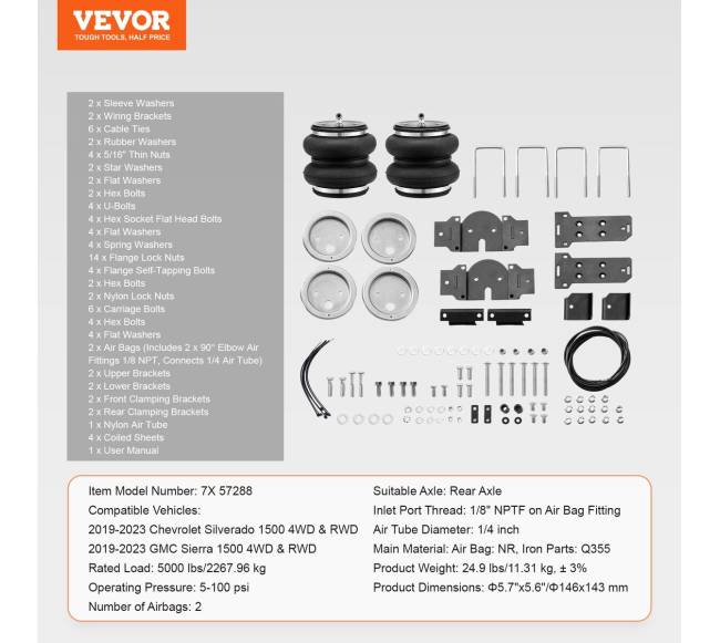 Oro pagalvių pakaba Chevrolet Silverado GMC Sierra 15006