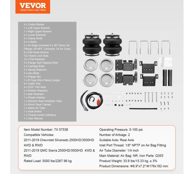 Oro pagalvės pakaba Chevrolet Silverado GMC Sierra6