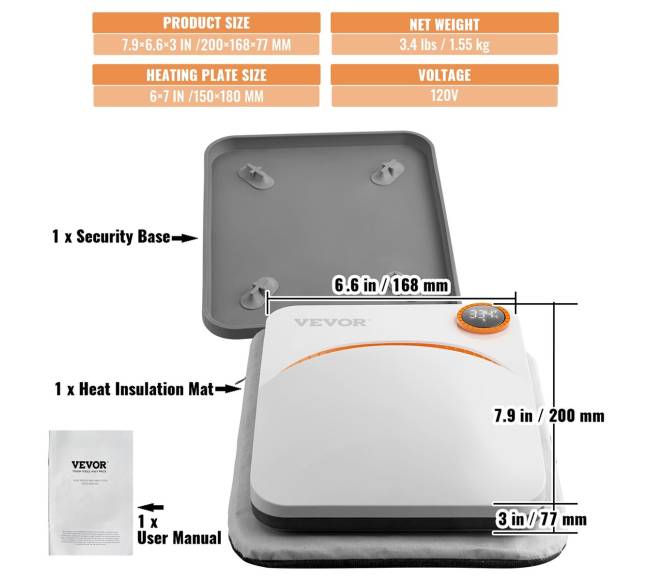 Nešiojamas 7x6 colių termo presas sublimacijai6