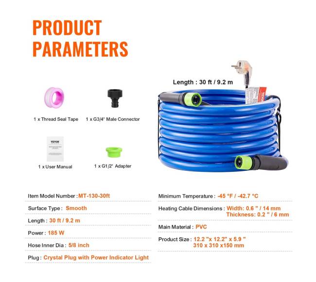 9 m šildomas vandens žarna RV naudojimui6