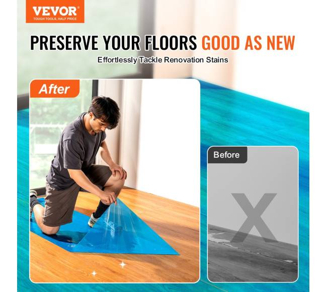 Grindų apsauginė plėvelė 60 cm x 60 m PE mėlyna1