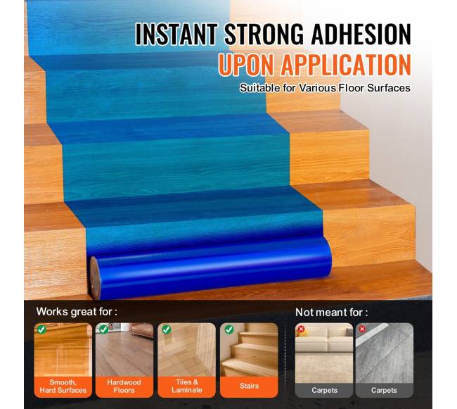 Grindų apsauginė plėvelė 60 cm x 60 m PE mėlyna2