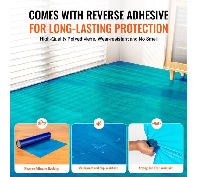 Grindų apsauginė plėvelė 60 cm x 60 m PE mėlyna3