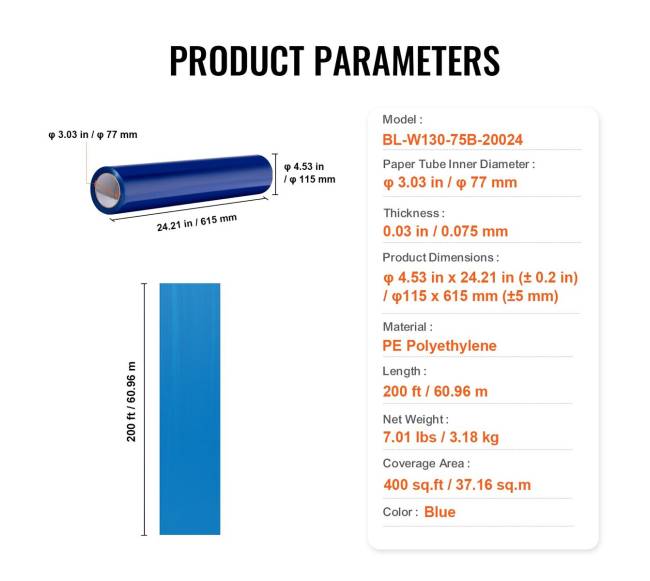 Grindų apsauginė plėvelė 60 cm x 60 m PE mėlyna6