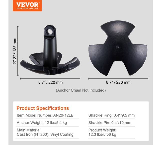Upės inkaras 5,4 kg su grandine6