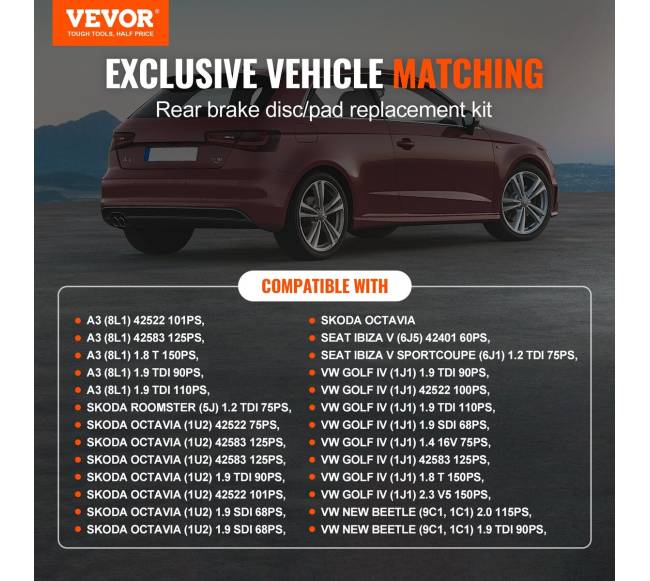 Galinis stabdžių komplektas Audi A3 (8L)1