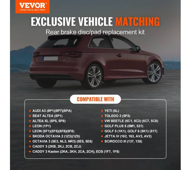 Galinių stabdžių komplektas Audi A3 (8P)1