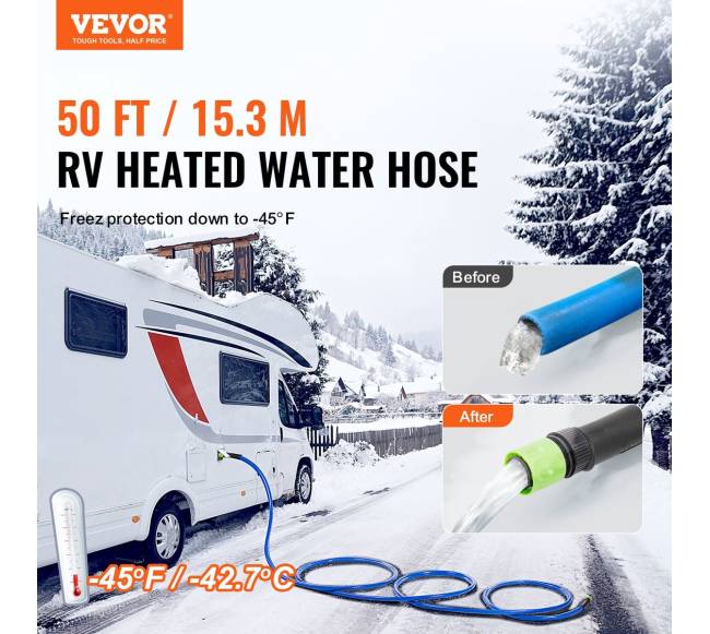 Šildoma 15 m ilgio vandens žarna RV automobiliams1