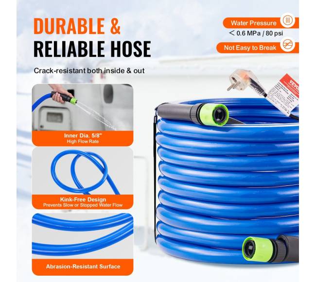 Šildoma 15 m ilgio vandens žarna RV automobiliams5