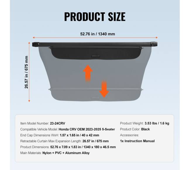 Ištraukiama bagažo uždanga Honda CRV 2023-20246