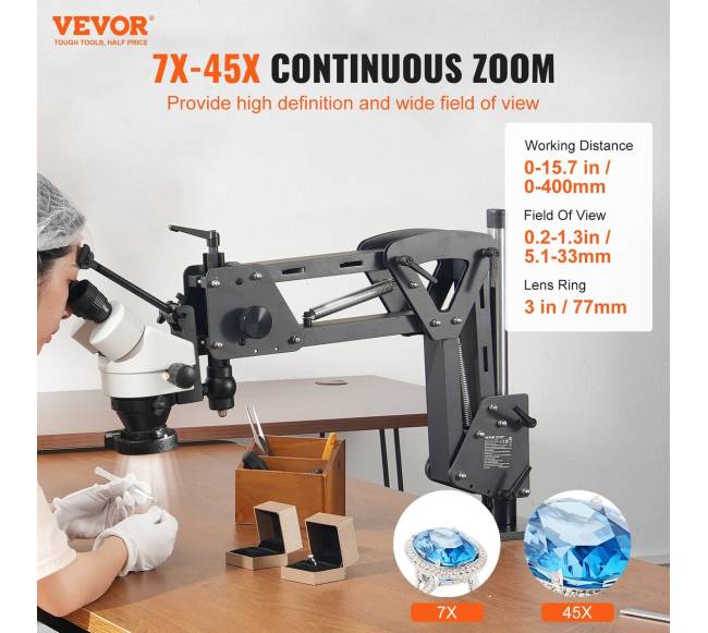 Daugiafunkcinis mikroskopas su žiedine lempa 7X-45X1