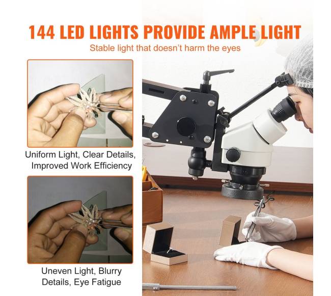 Daugiafunkcinis mikroskopas su žiedine lempa 7X-45X4