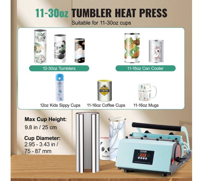 Puodelių šilumos spauda 11-30oz žaliam sublimavimui1