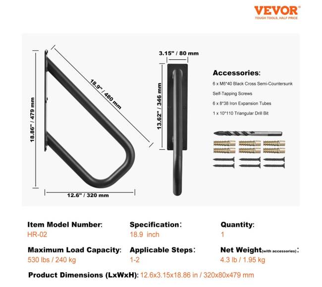 Lauko laiptų turėklai 48 cm ilgio6