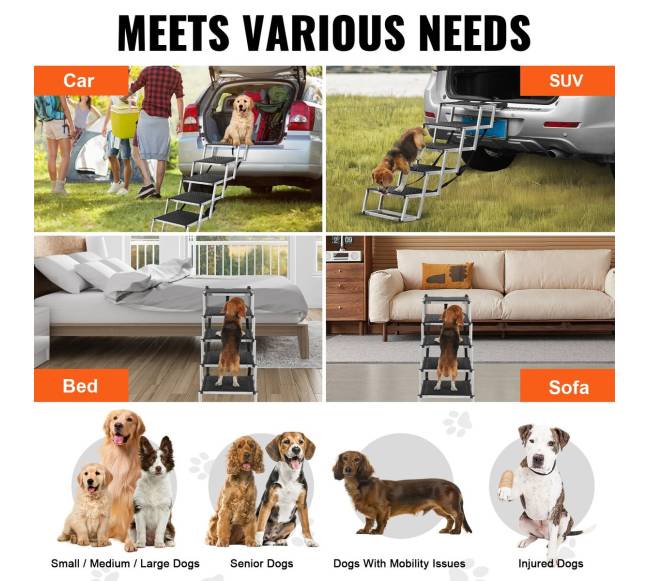 Šunų laiptai automobiliams, 5 pakopų5