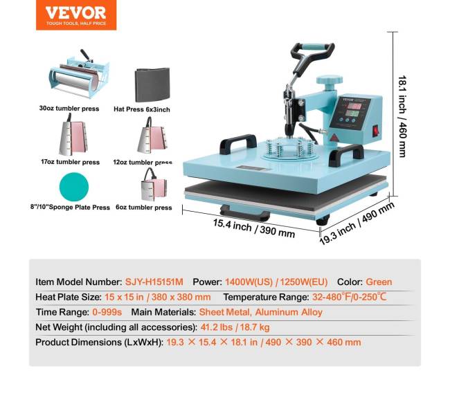 Šilumos presas 38x38 cm 8 viename su puodelių presu6