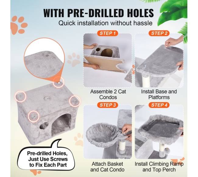 Vidinis kačių bokštas su nameliais ir stulpu4