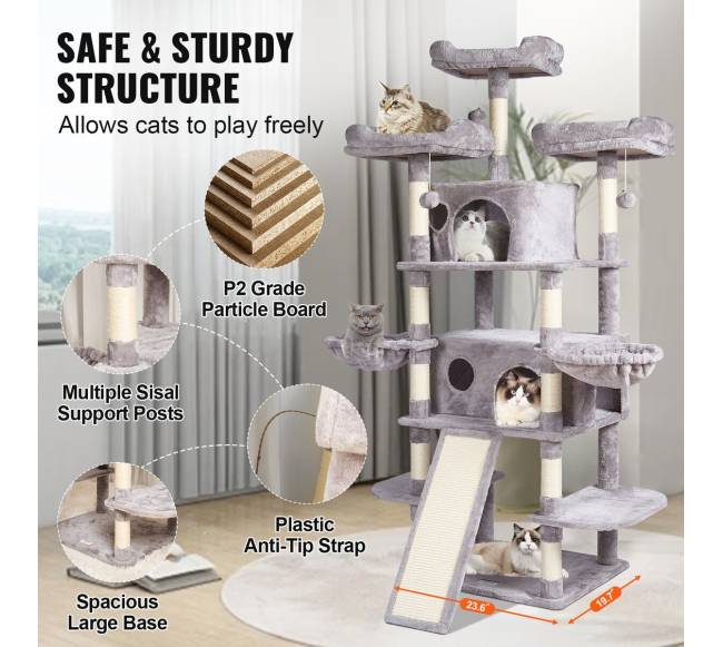 Vidinis kačių bokštas su nameliais ir stulpu5