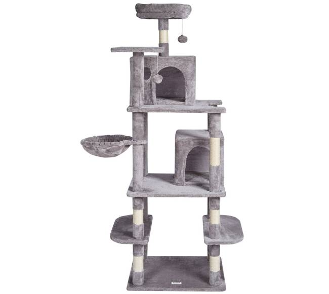 Katės medis su nameliais ir draskykle šviesiai pilkas8