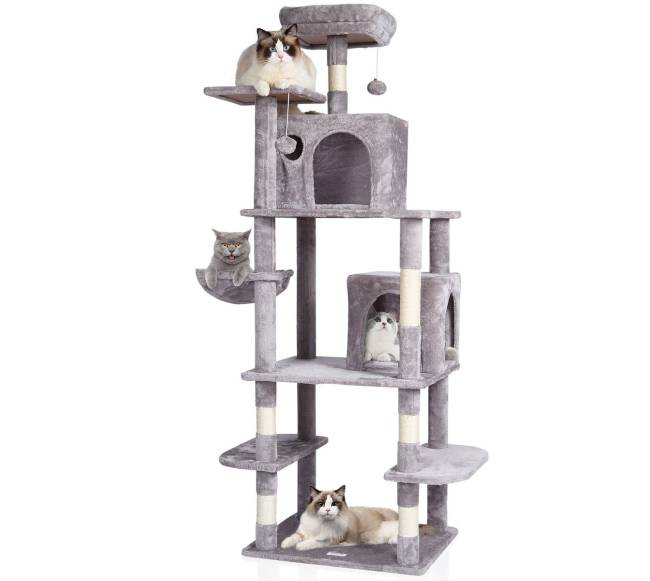 Katės medis su nameliais ir draskykle šviesiai pilkas9