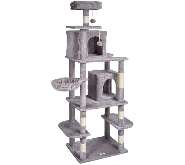 Katės medis su nameliais ir draskykle šviesiai pilkas10