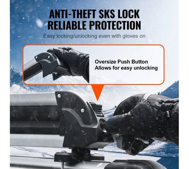 Slidžių ir snieglenčių stogo bagažinė su užraktu5