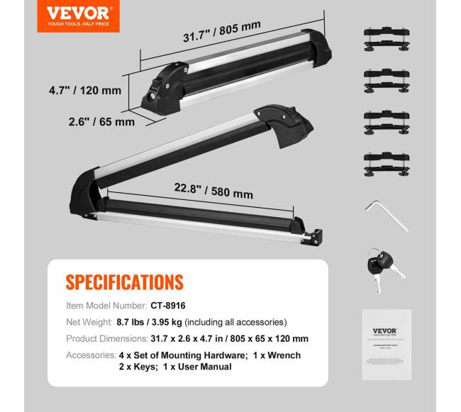 Slidžių ir snieglenčių stogo bagažinė su užraktu6