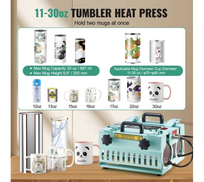 Puodelių sublimacinė presas su 2 šildytuvais2