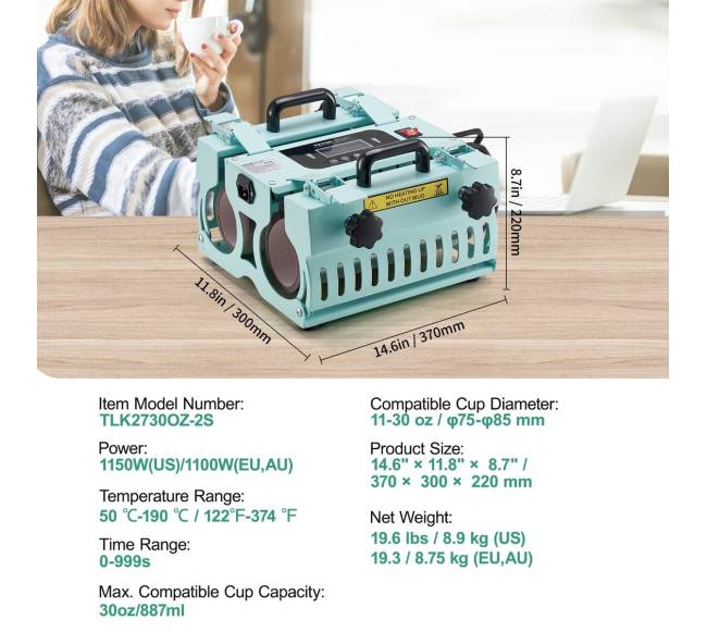 Puodelių sublimacinė presas su 2 šildytuvais6