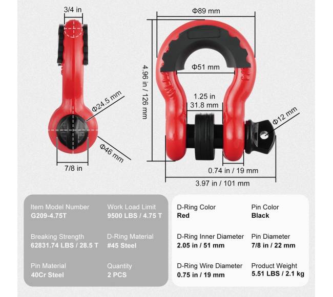 2 vnt. 19 mm D formos grandinės su 22 mm varžtu6