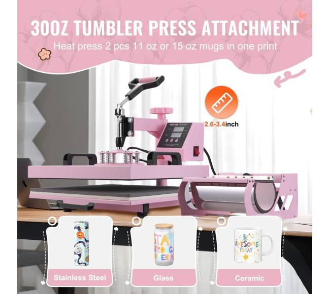 Šilumos presas su puodelių presu ir priedais2