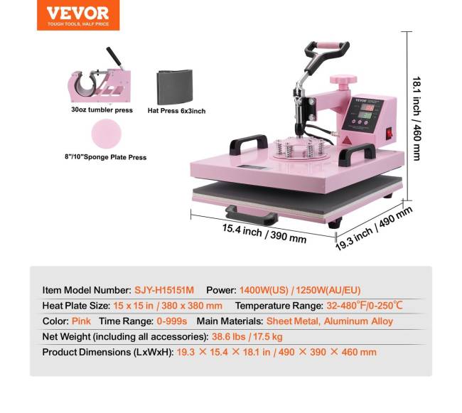 Šilumos presas su puodelių presu ir priedais6