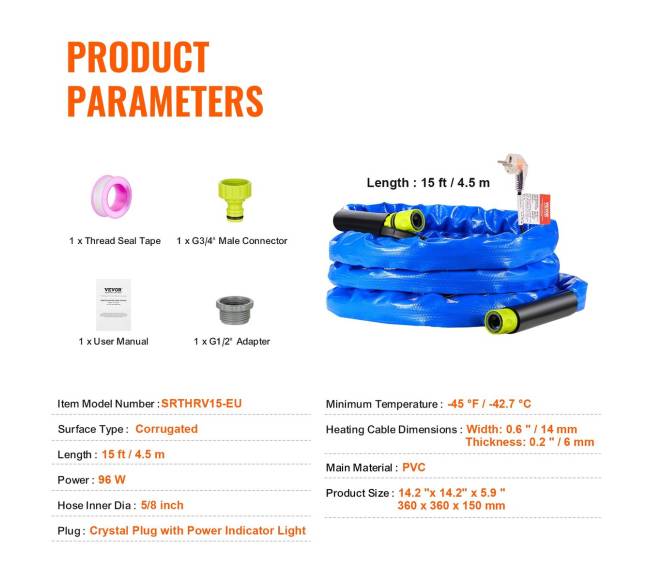 4.6 m šildomas vandens žarna kemperiams6